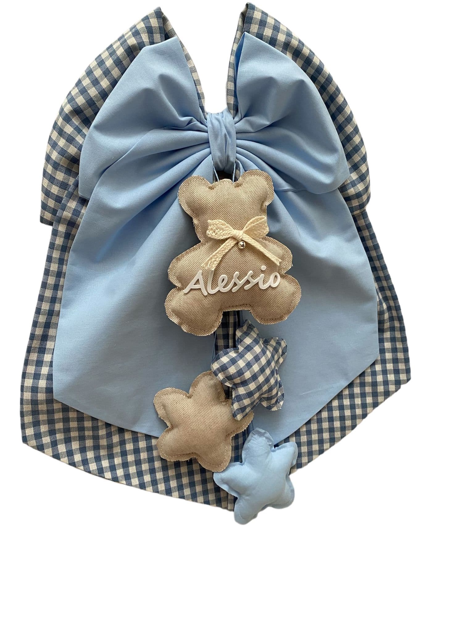 Fiocco nascita in cotone personalizzabile fatto a mano 35 x h 40 cm "Made in Italy" - 108