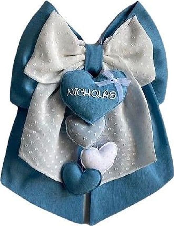 Fiocco nascita in cotone personalizzabile fatto a mano 35 x h 40 cm "Made in Italy" - 55