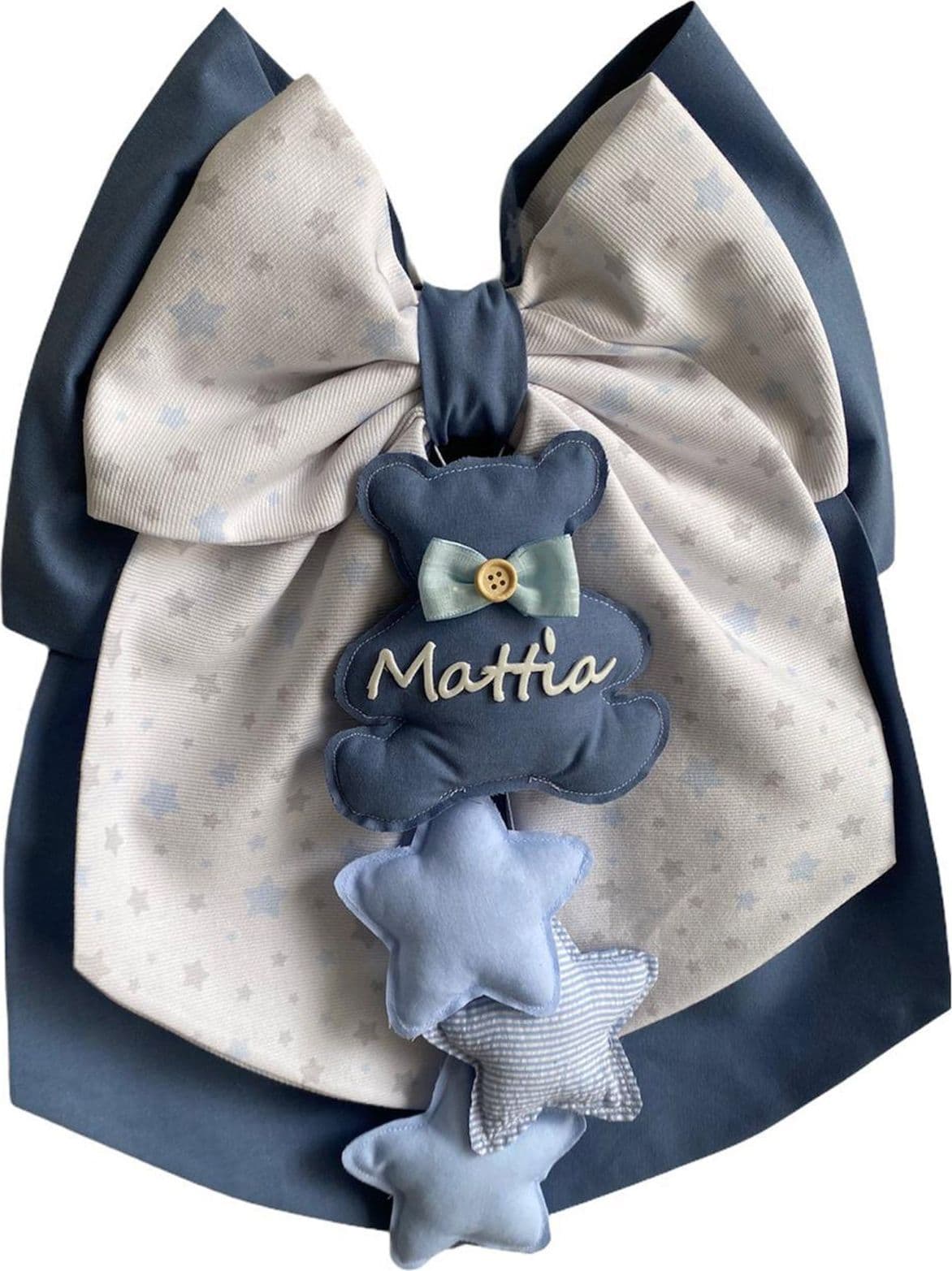 Fiocco nascita in cotone personalizzabile fatto a mano 35 x h 40 cm "Made in Italy" - 102