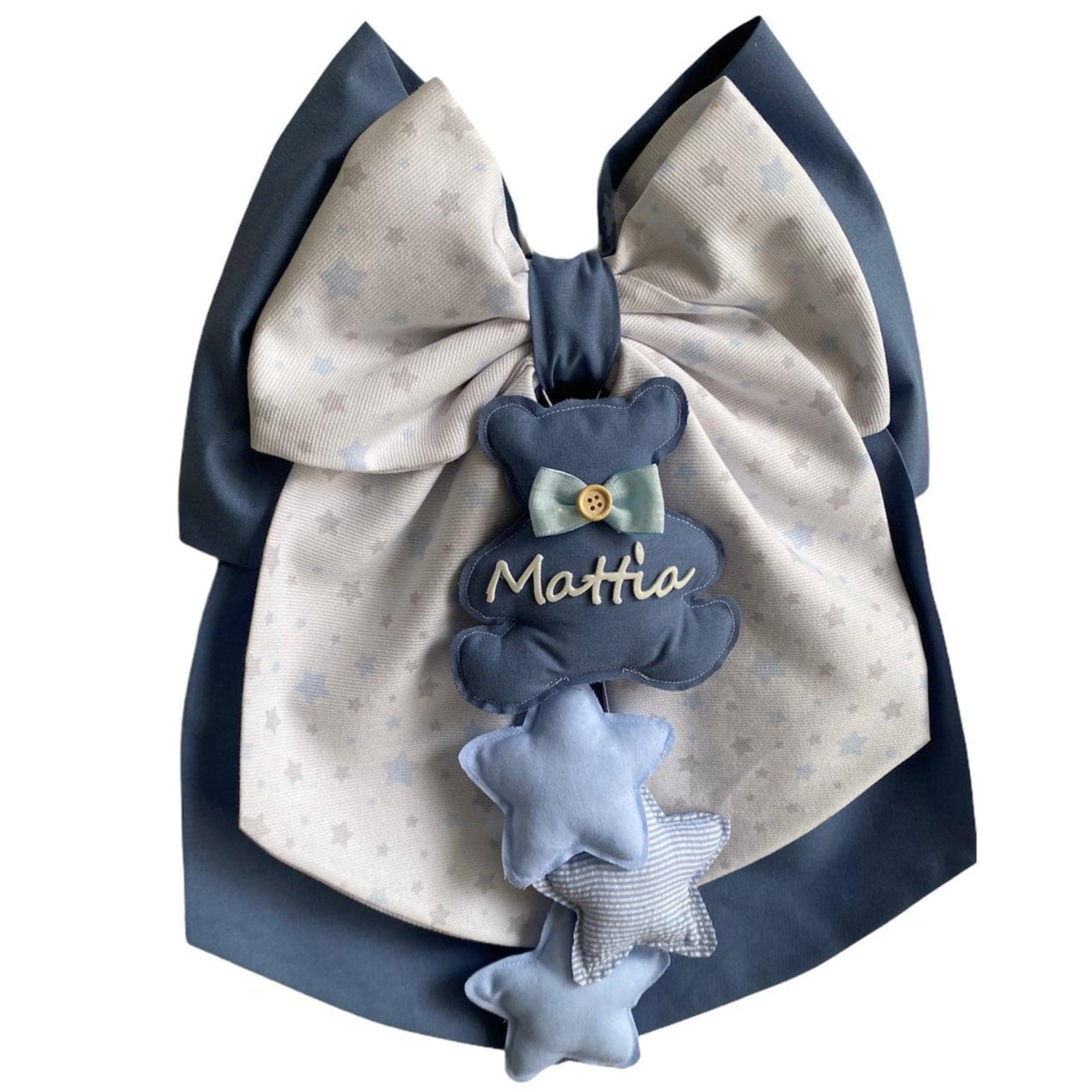 Fiocco nascita in cotone personalizzabile fatto a mano 35 x h 40 cm "Made in Italy" - 102