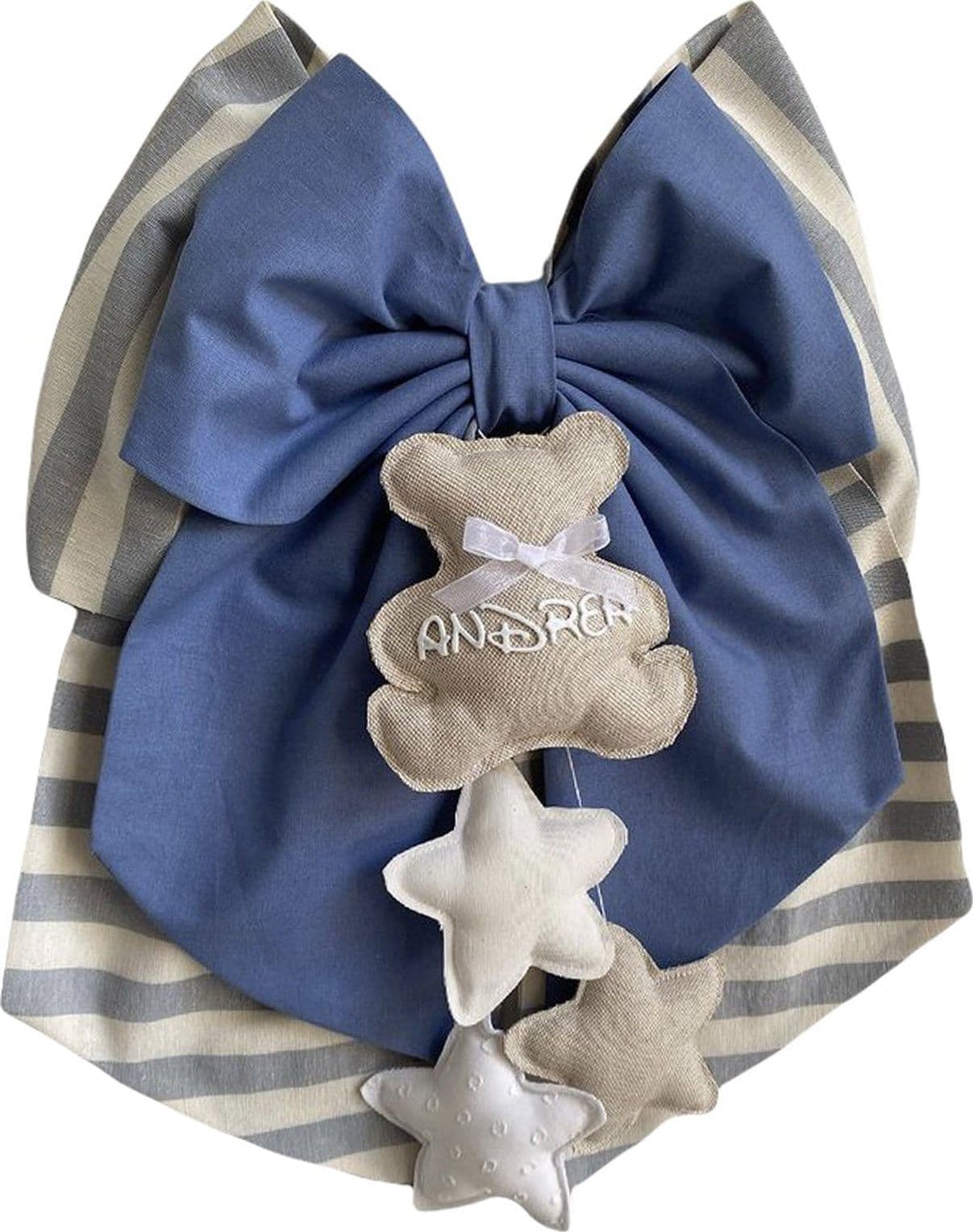 Fiocco nascita in cotone personalizzabile fatto a mano 35 x h 40 cm "Made in Italy" - 91