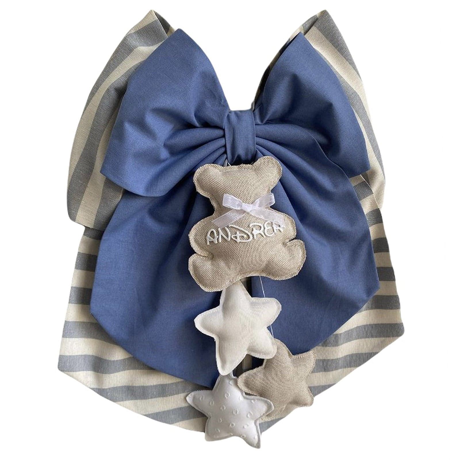 Fiocco nascita in cotone personalizzabile fatto a mano 35 x h 40 cm "Made in Italy" - 91