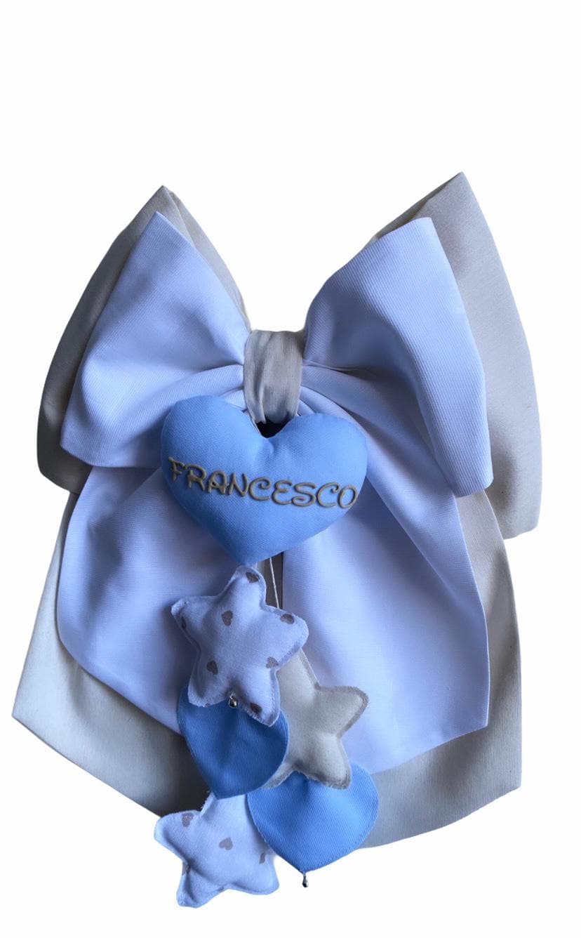 Fiocco nascita in cotone personalizzabile fatto a mano 35 x h 40 cm "Made in Italy" - 59