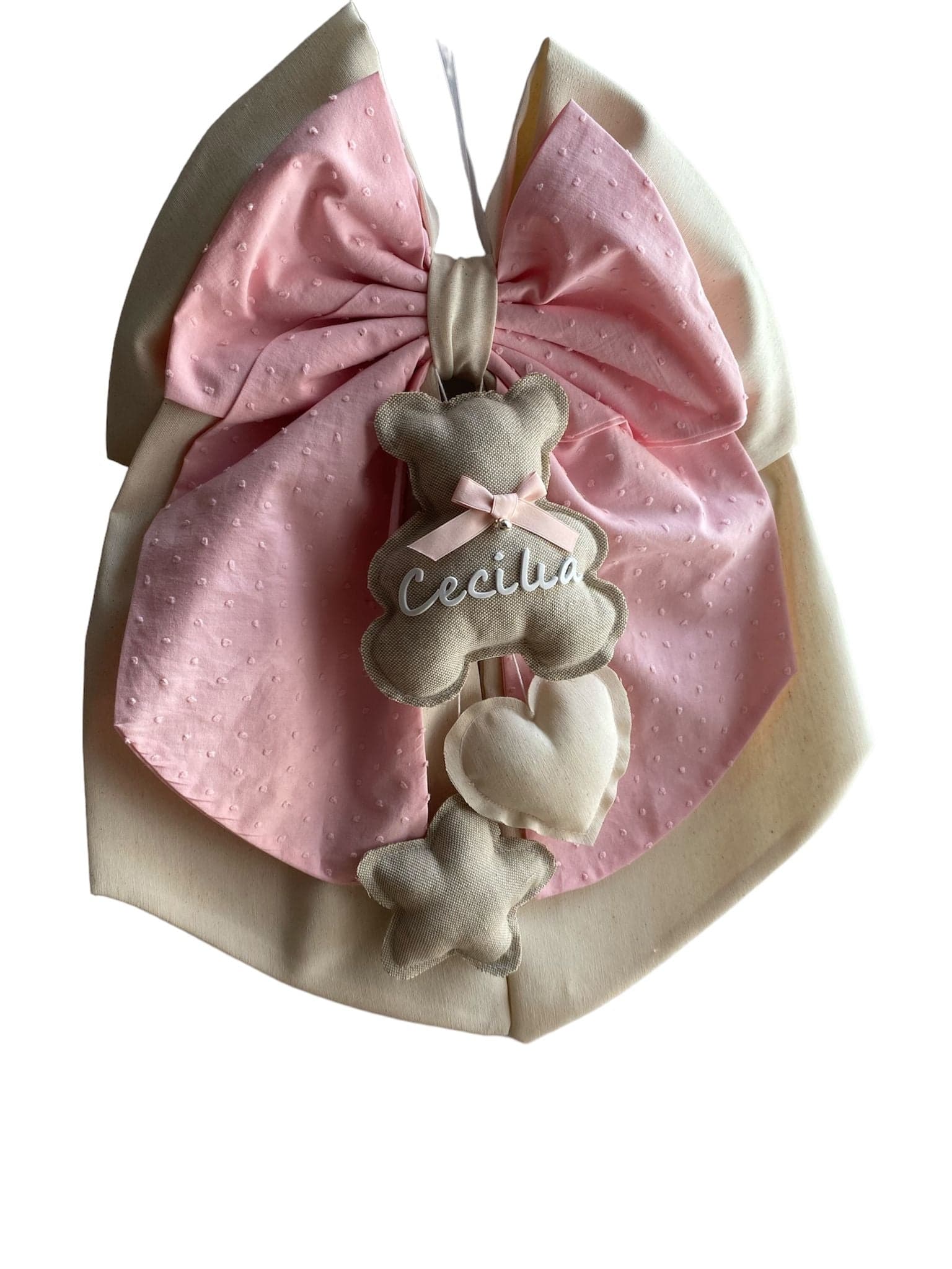 Fiocco nascita in cotone personalizzabile fatto a mano 35 x h 40 cm "Made in Italy" - 111