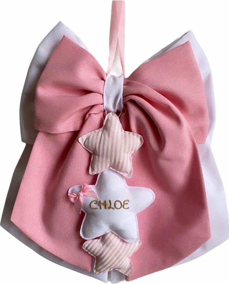 Fiocco nascita in cotone personalizzabile fatto a mano 35 x h 40 cm "Made in Italy" - 11