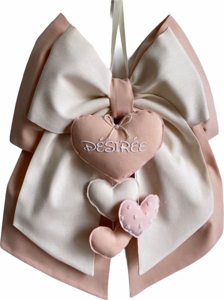 Fiocco nascita in cotone personalizzabile fatto a mano 35 x h 40 cm "Made in Italy" - 12