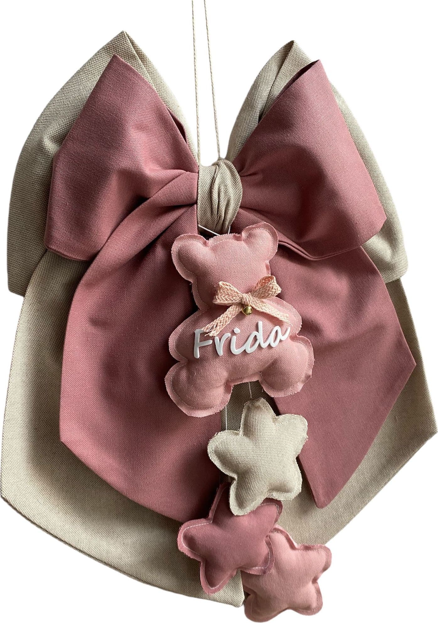 Fiocco nascita in cotone personalizzabile fatto a mano 35 x h 40 cm "Made in Italy" - 17