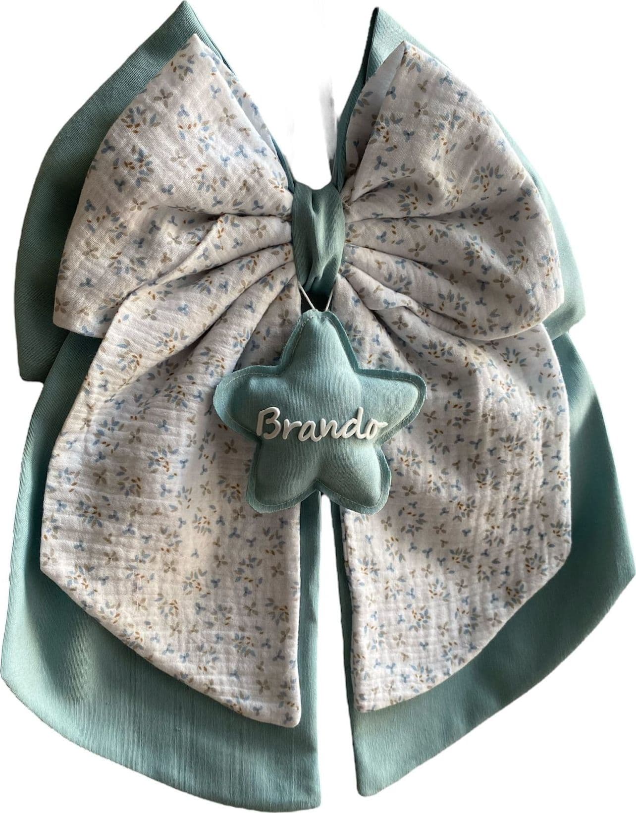 Fiocco nascita in cotone personalizzabile fatto a mano 35 x h 40 cm "Made in Italy" - 3