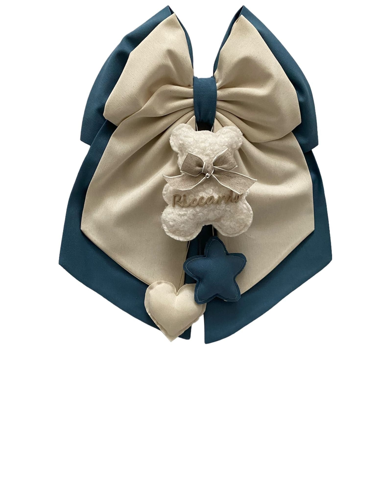 Fiocco nascita in cotone personalizzabile fatto a mano 35 x h 40 cm "Made in Italy" - 21