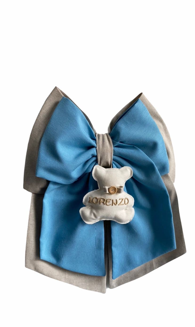 Fiocco nascita in cotone personalizzabile fatto a mano 35 x h 40 cm "Made in Italy" - 23