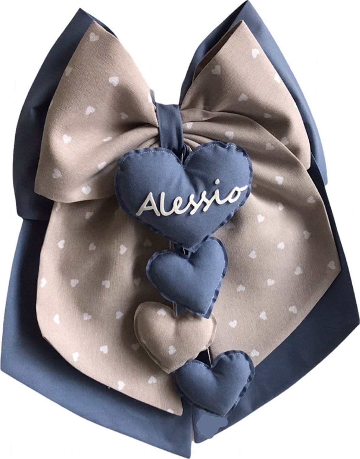 Fiocco nascita in cotone personalizzabile fatto a mano 35 x h 40 cm "Made in Italy" - 31