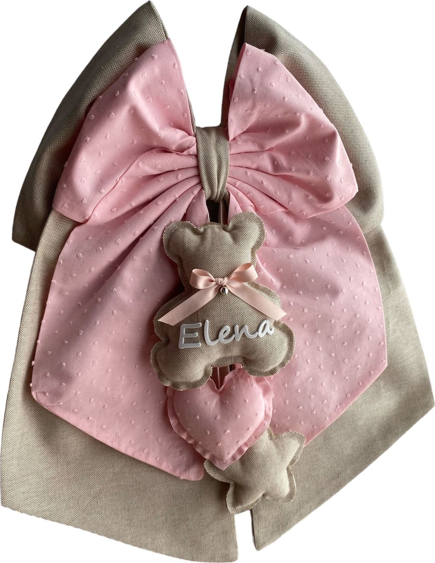 Fiocco nascita in cotone personalizzabile fatto a mano 35 x h 40 cm "Made in Italy" - 33