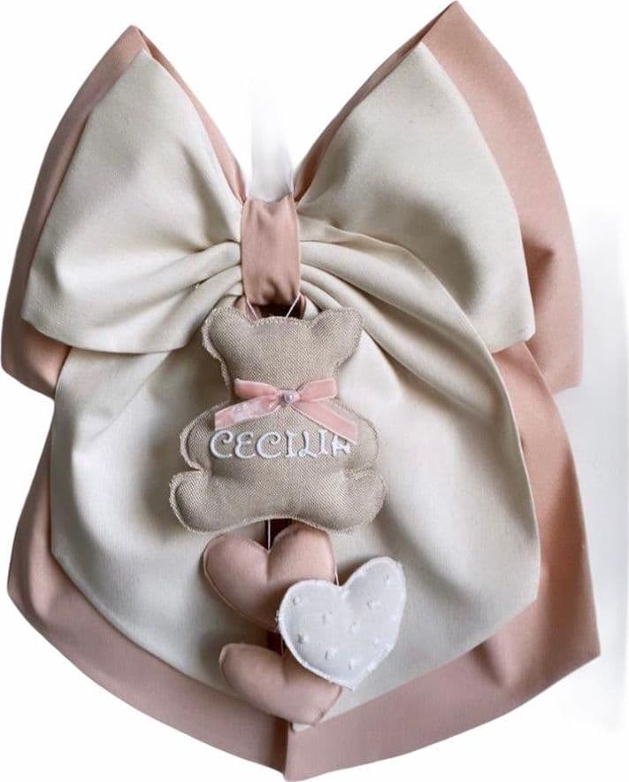 Fiocco nascita in cotone personalizzabile fatto a mano 35 x h 40 cm "Made in Italy" - 35