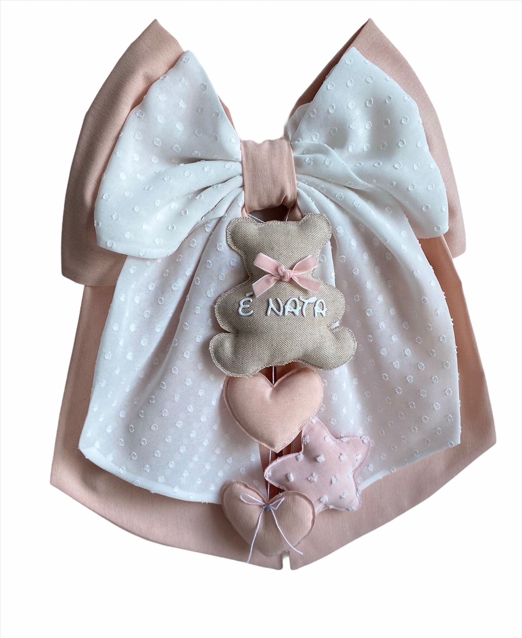 Fiocco nascita in cotone personalizzabile fatto a mano 35 x h 40 cm "Made in Italy" - 37