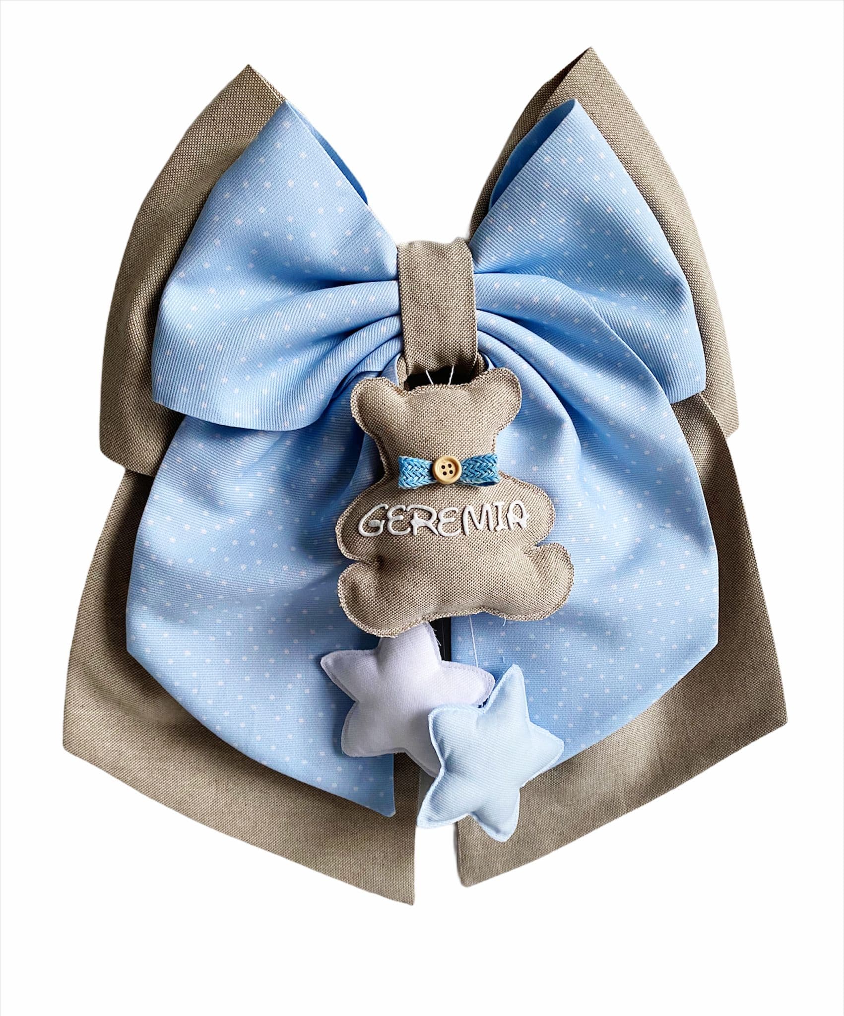 Fiocco nascita in cotone personalizzabile fatto a mano 35 x h 40 cm "Made in Italy" - 38