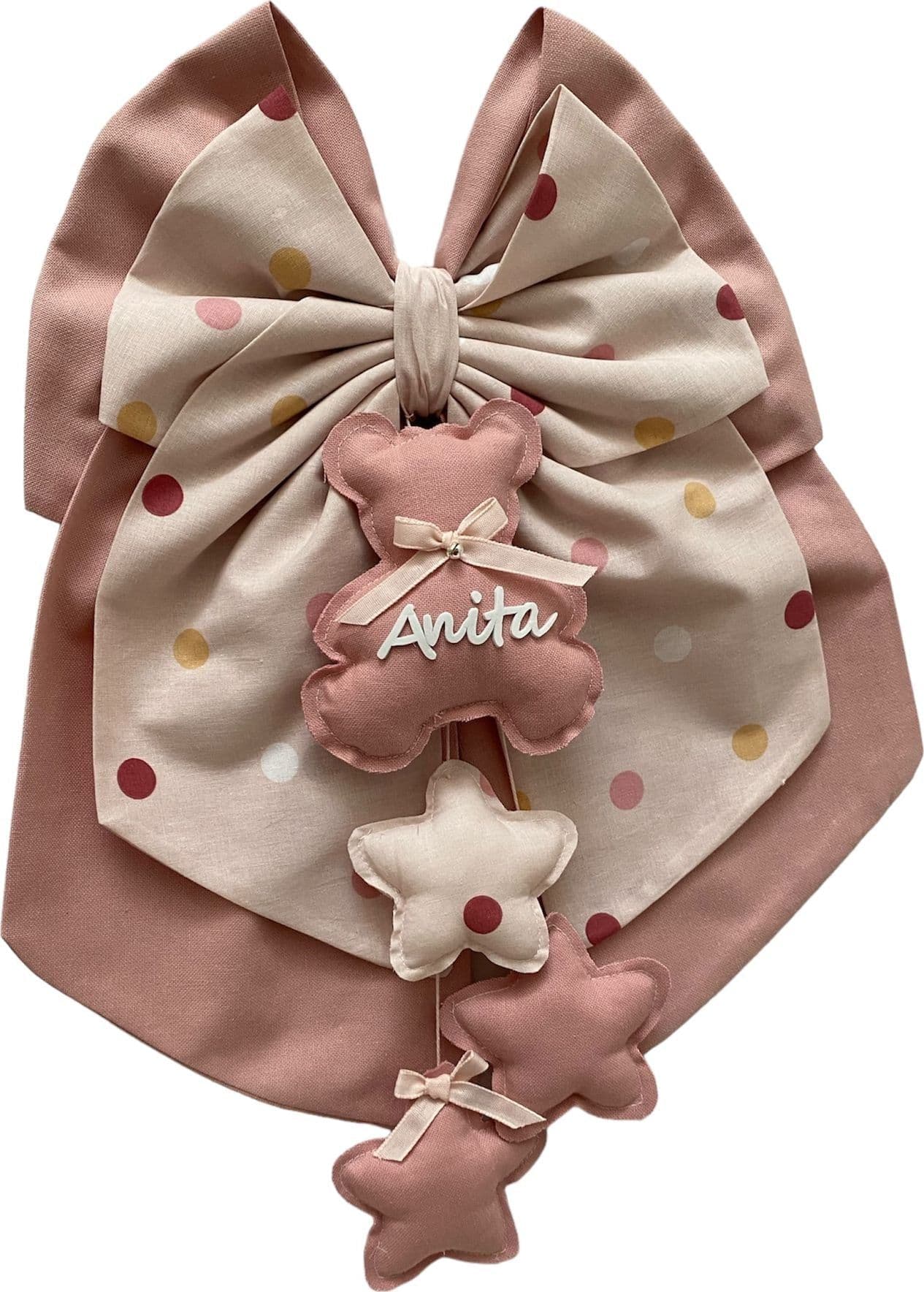 Fiocco nascita in cotone personalizzabile fatto a mano 35 x h 40 cm "Made in Italy" - 5