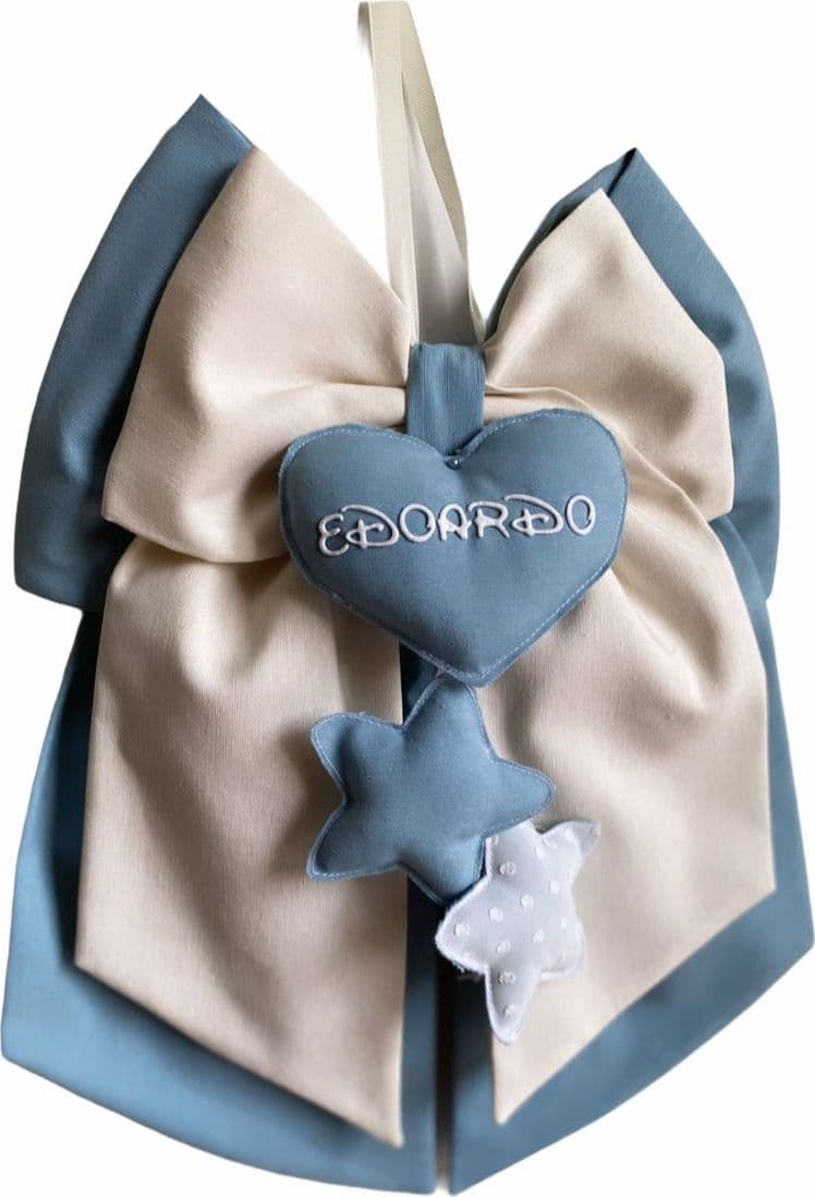 Fiocco nascita in cotone personalizzabile fatto a mano 35 x h 40 cm "Made in Italy" - 41