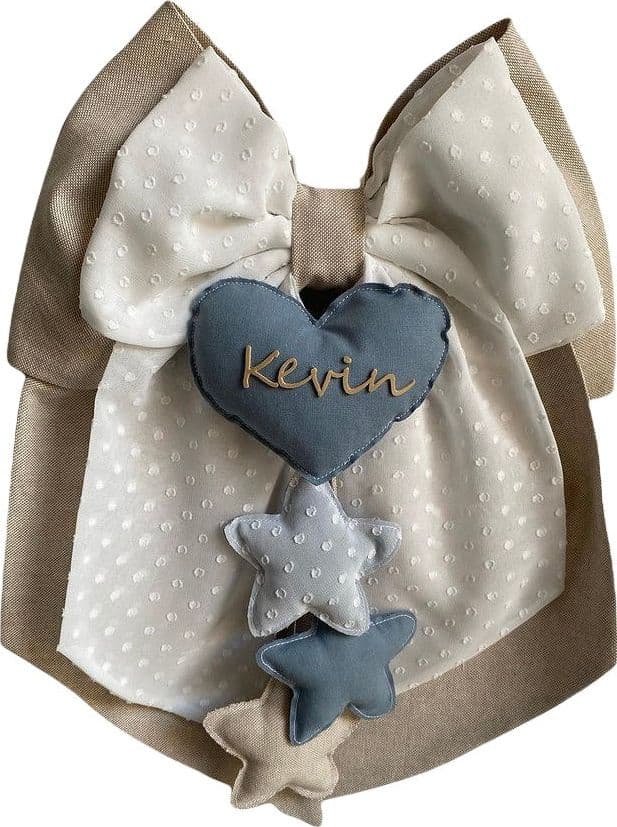 Fiocco nascita in cotone personalizzabile fatto a mano 35 x h 40 cm "Made in Italy" - 45