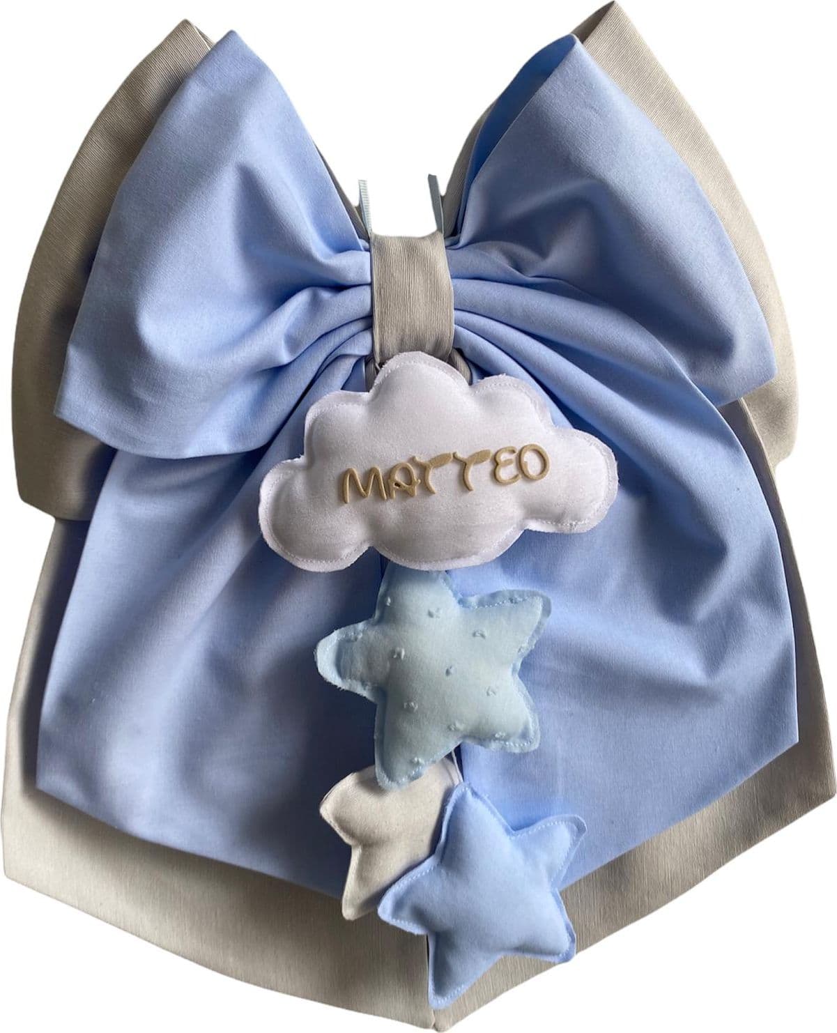 Fiocco nascita in cotone personalizzabile fatto a mano 35 x h 40 cm "Made in Italy" - 47