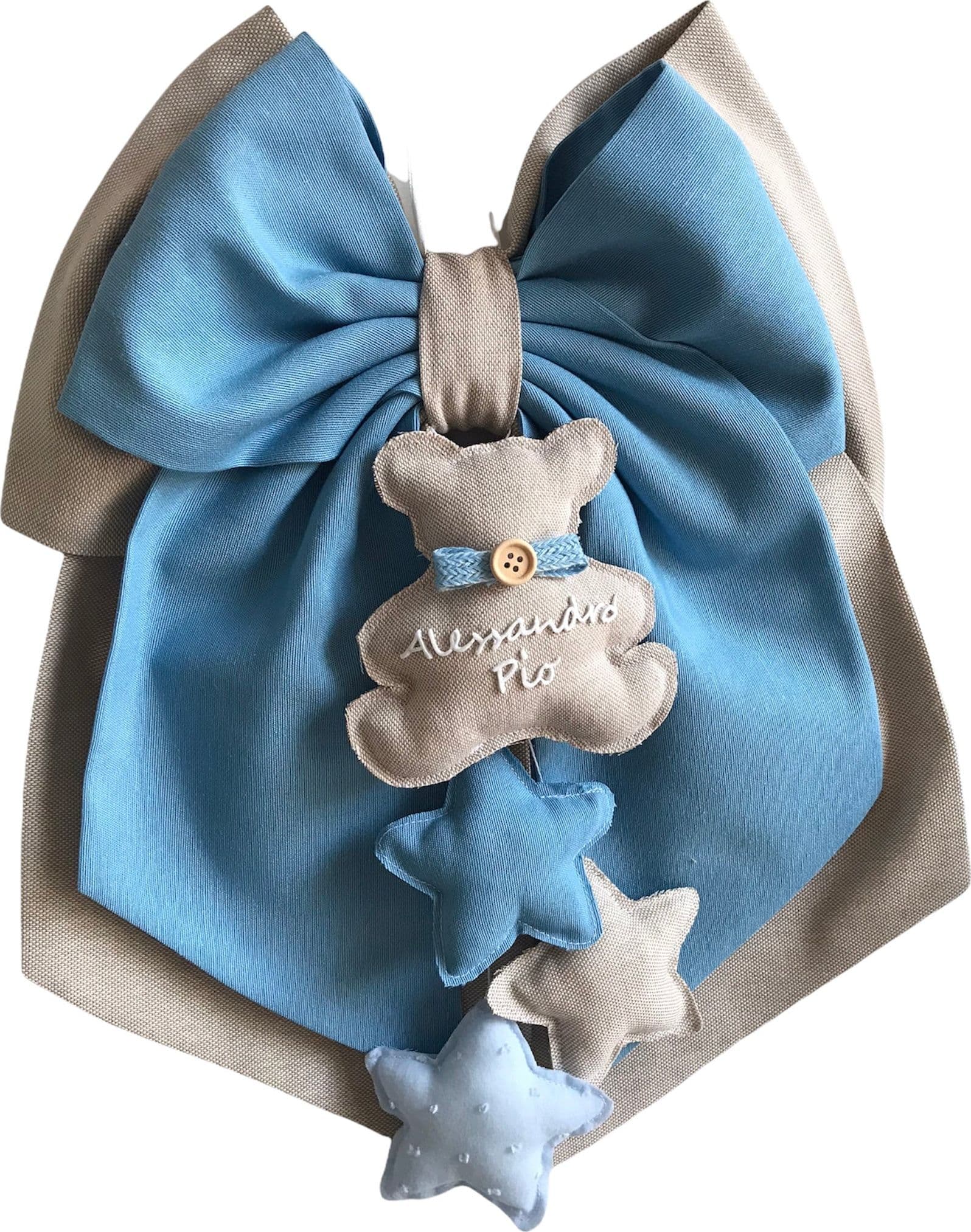 Fiocco nascita in cotone personalizzabile fatto a mano 35 x h 40 cm "Made in Italy" - 48