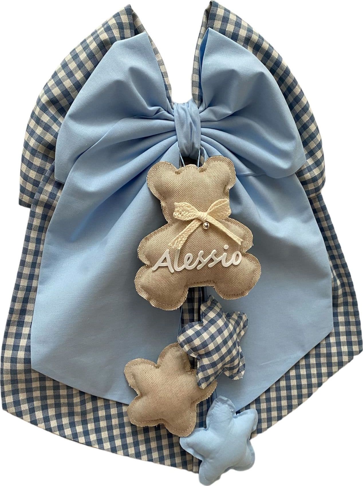 Fiocco nascita in cotone personalizzabile fatto a mano 35 x h 40 cm "Made in Italy" - 6