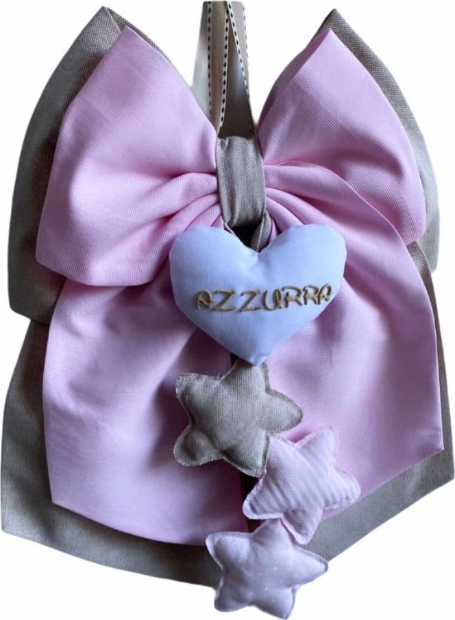 Fiocco nascita in cotone personalizzabile fatto a mano 35 x h 40 cm "Made in Italy" - 9