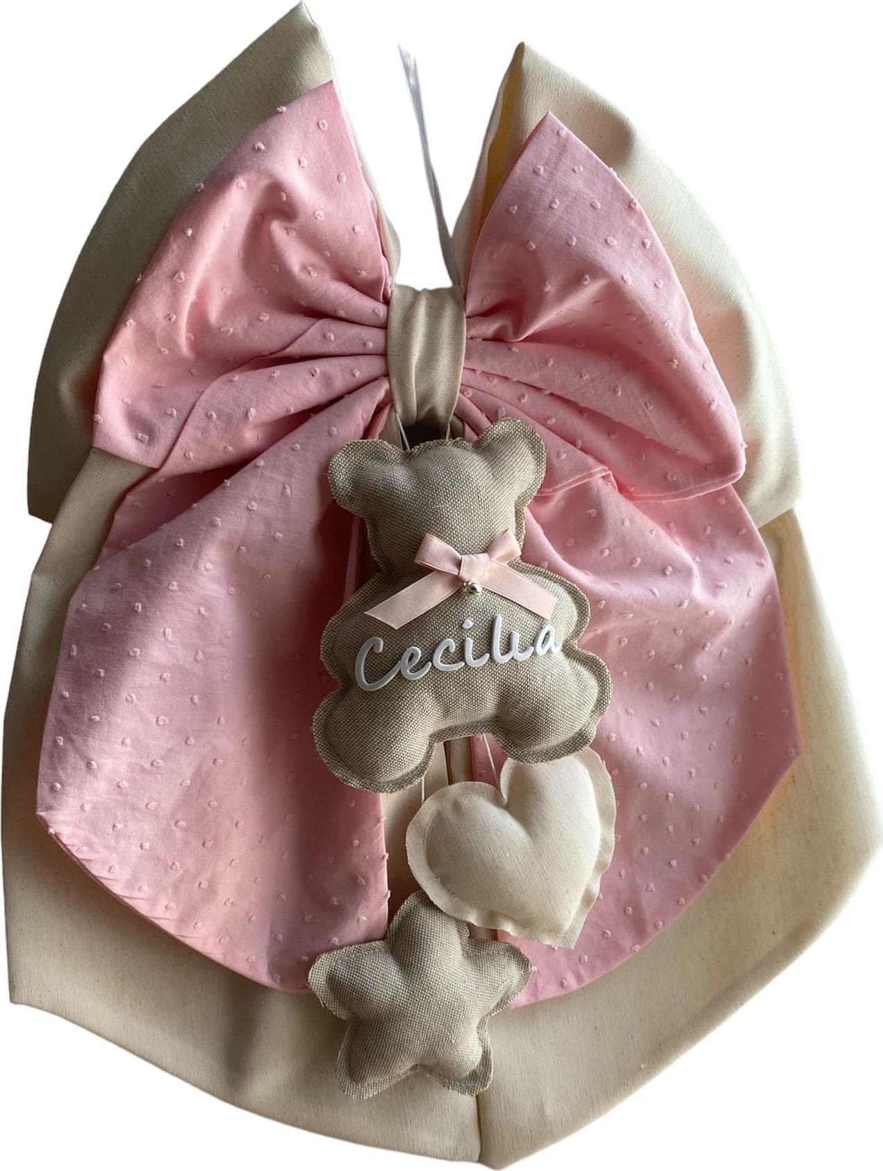 Fiocco nascita in cotone personalizzabile fatto a mano 35 x h 40 cm "Made in Italy" - 10