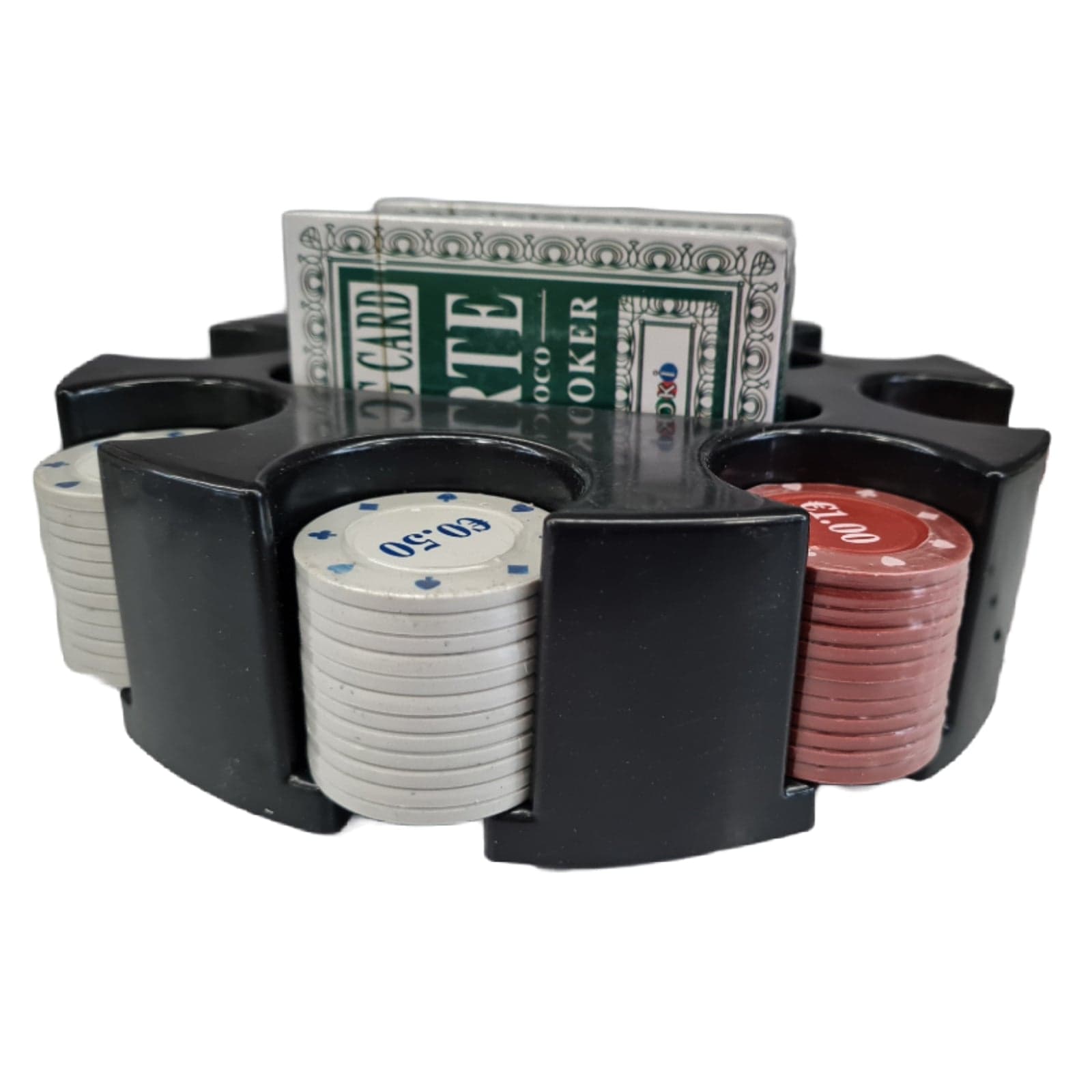 Set da Poker completo per giochi da tavola con 96 Chip e recipiente in PVC - 2