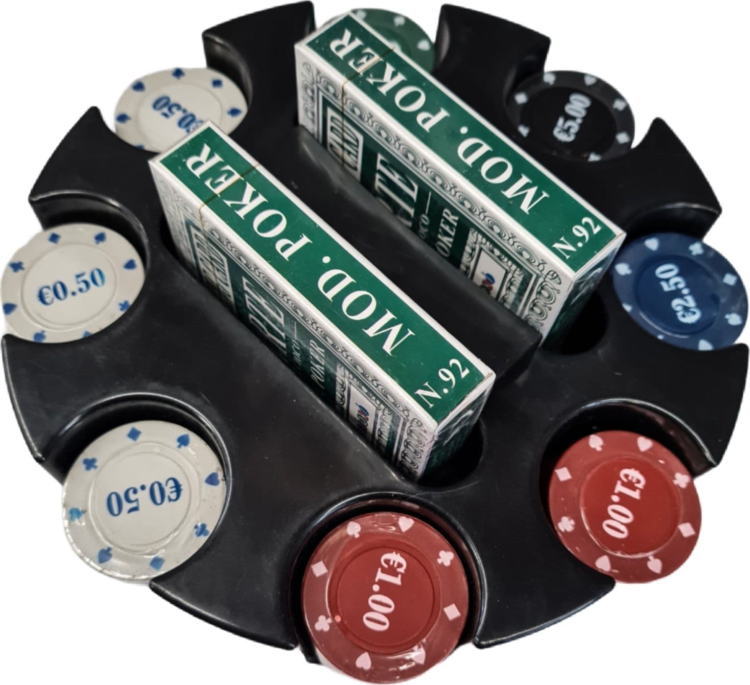 Set da Poker completo per giochi da tavola con 96 Chip e recipiente in PVC - 3