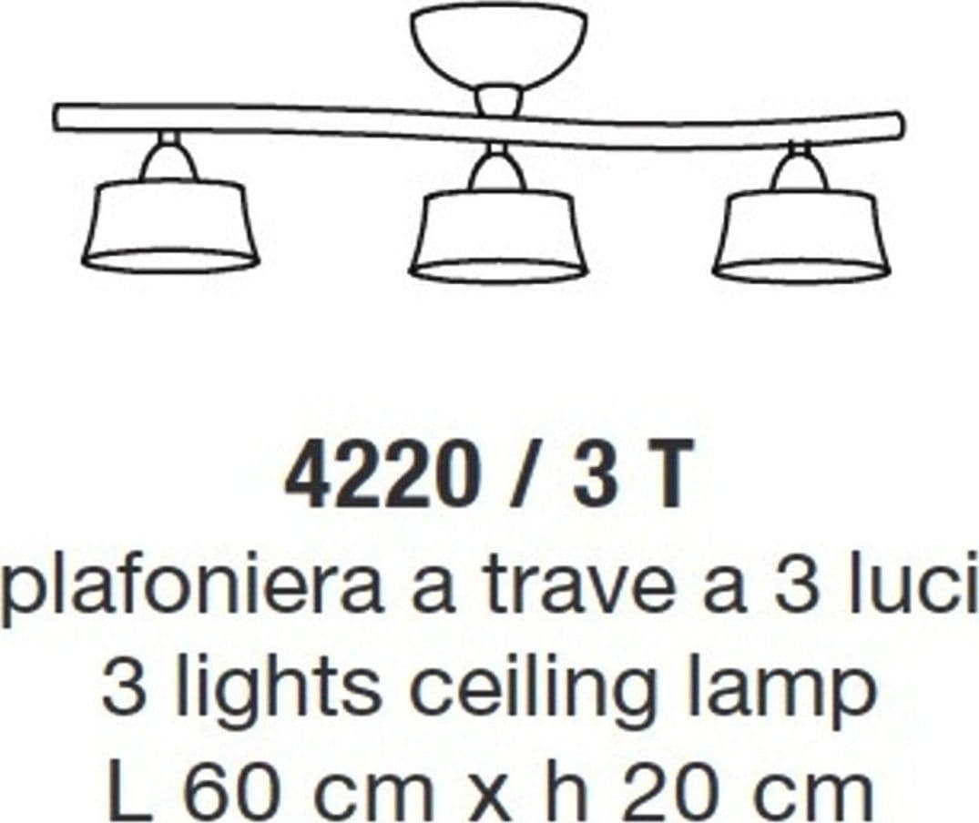 Plafoniera classica LAM 4220 3T E14 LED metallo vetro lampada soffitto - 3