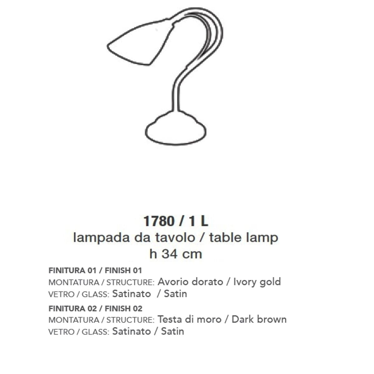 Abat-jour classica LAM 1780 1L E14 LED metallo vetro lampada tavolo - 4