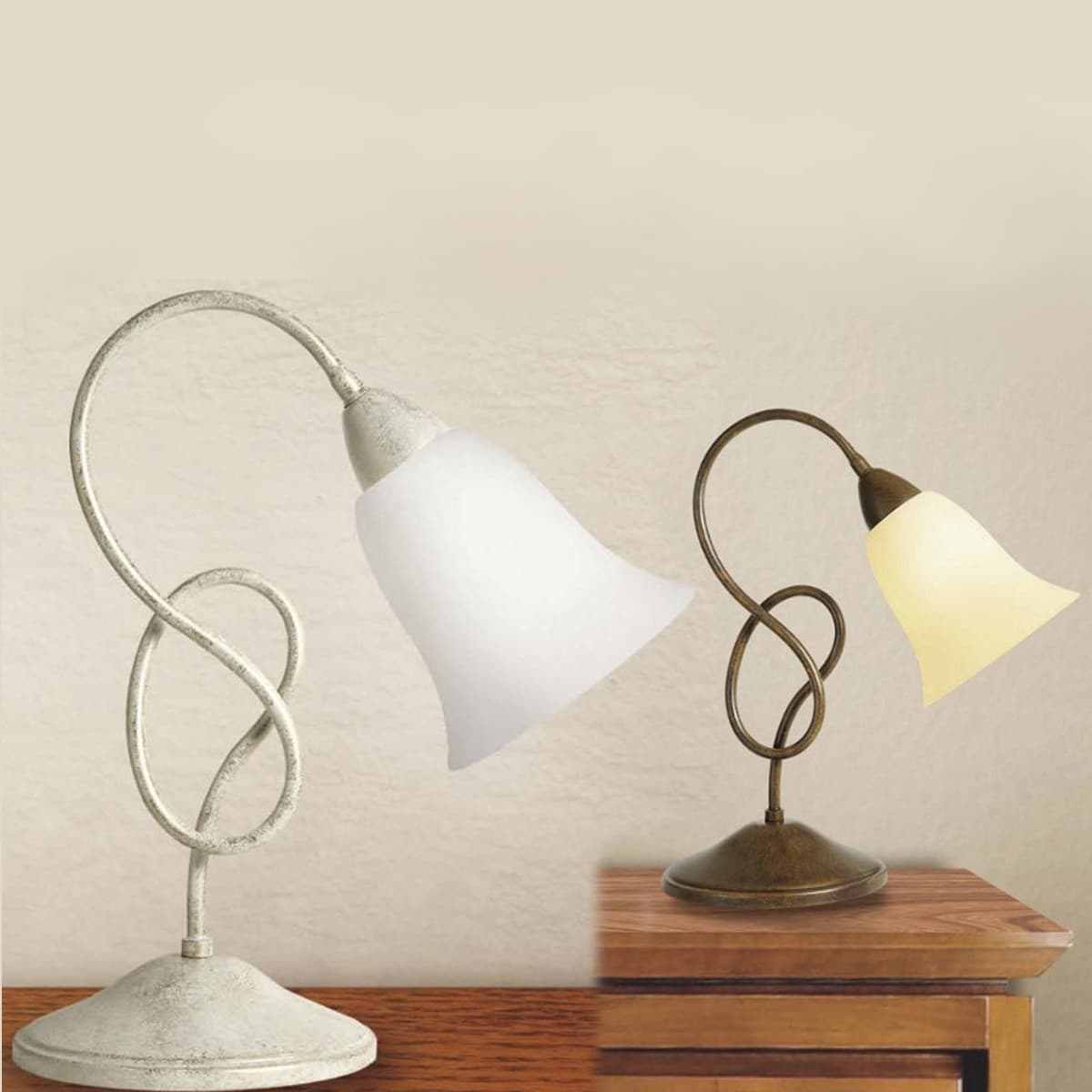 Abat-jour classica LAM 4505 1L E14 LED metallo vetro lampada tavolo - 11