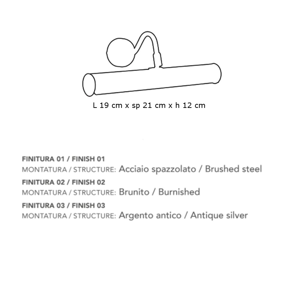 Applique classico LAM 6982 A19 E14 LED metallo orientabile lampada parete - 5