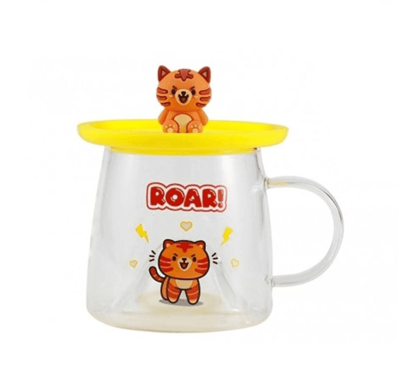 i-Total - Tazza Bicchiere in Vetro con Coperchio in Silicone Tiger (XL3122) - 2