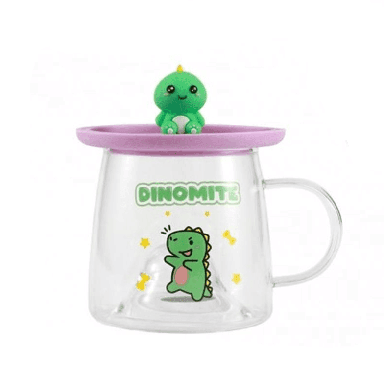 i-Total - Tazza Bicchiere in Vetro con Coperchio in Silicone Hello Dino (XL3123) - 2