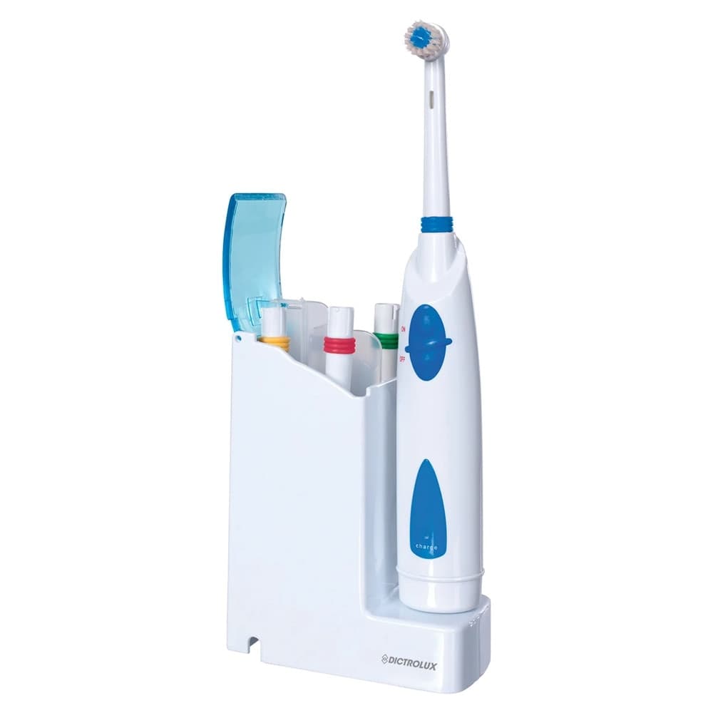 SPAZZOLINO ELETTRICO OSCILLANTE RICARICABILE CON BASE 4 TESTINE INTERCAMBIABILI IMPERMEABILE