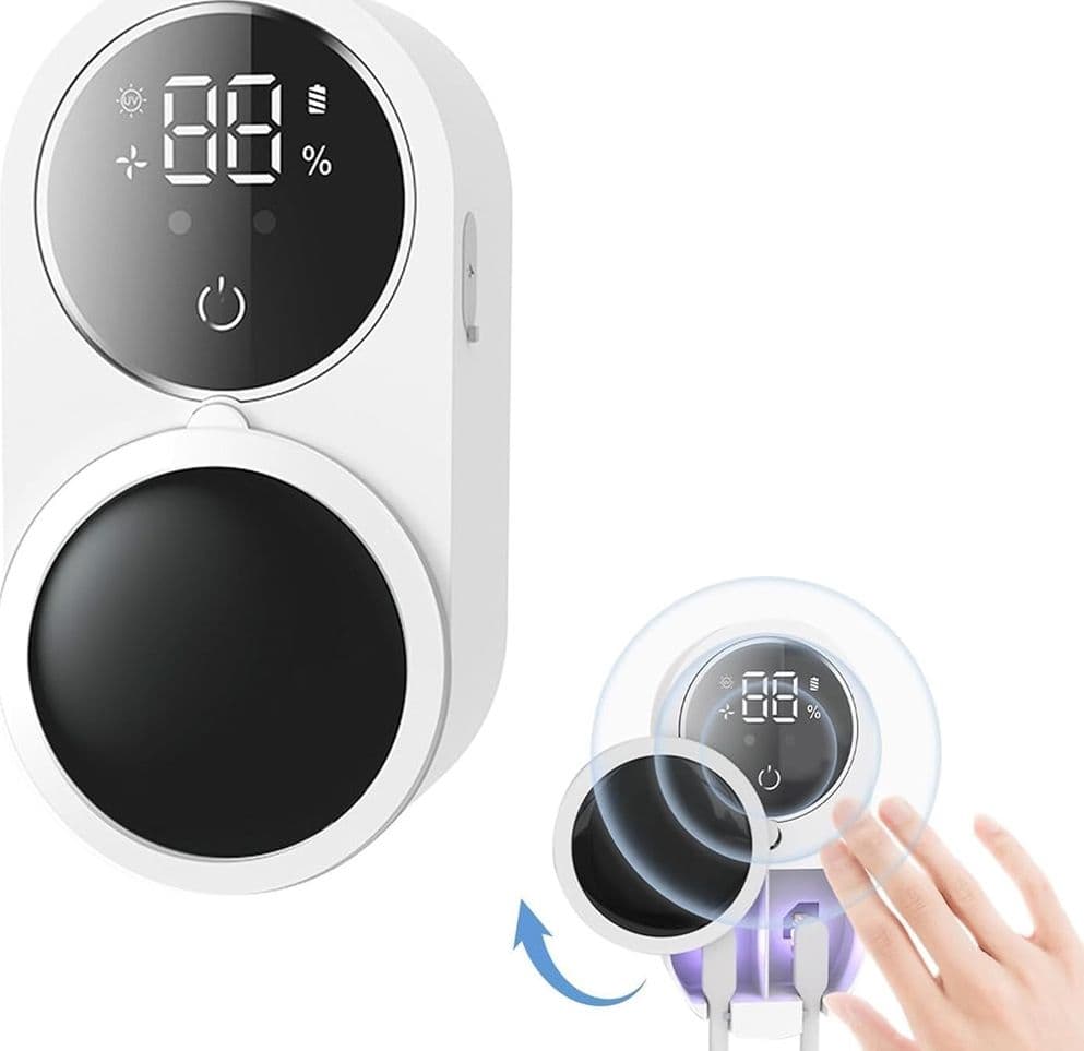 PORTA SPAZZOLINI UV STERILIZZATORE CON SENSORE INFRAROSSI DISPLAY LED USB A PARETE