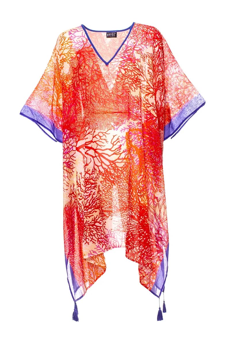 AYFEE | Kimono manica volant e nappe Orange Corals - 2