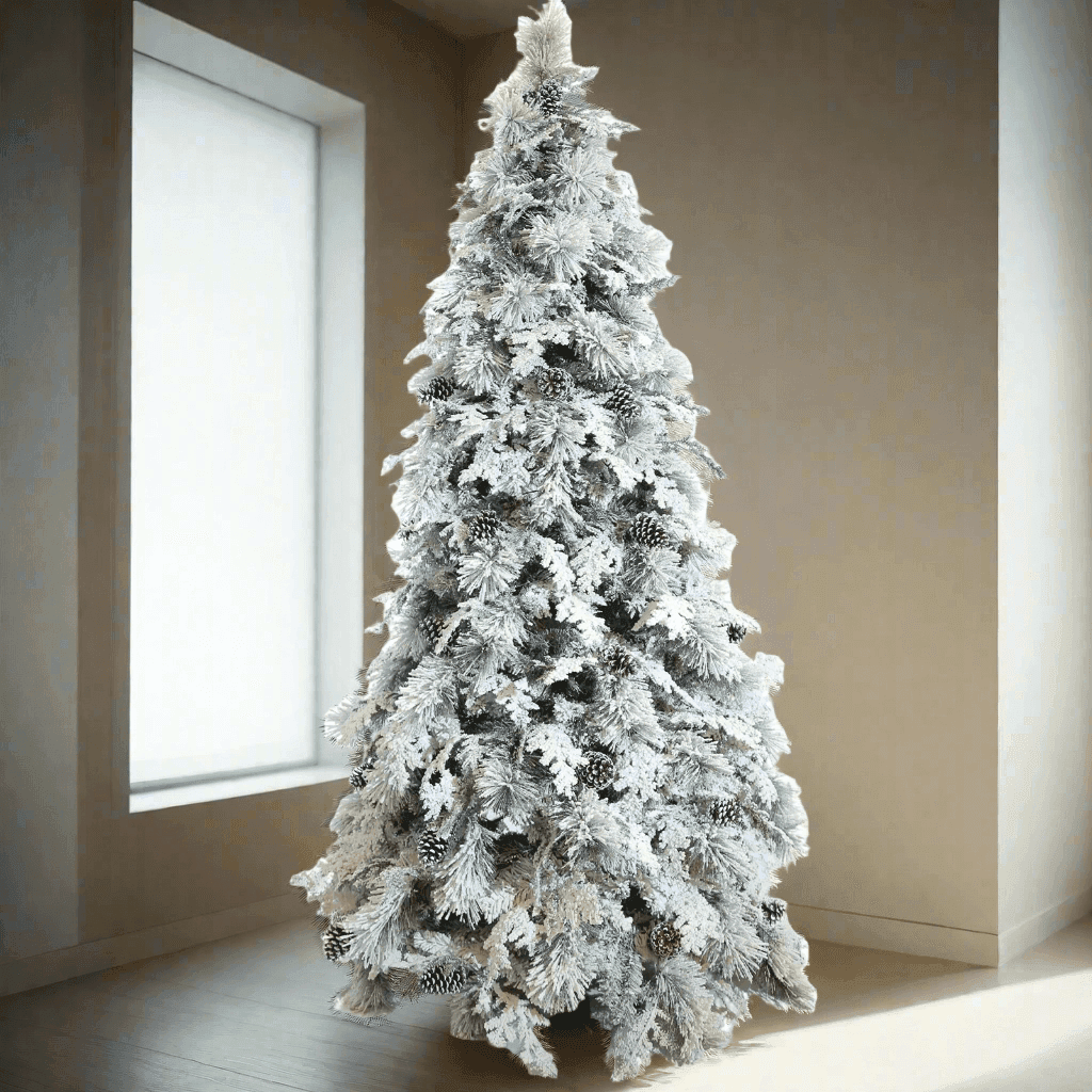 Albero di natale innevato con Pigne "Andover" in PP Effetto Aghi di Pino + PE Effetto Real Touch +Flock - 3