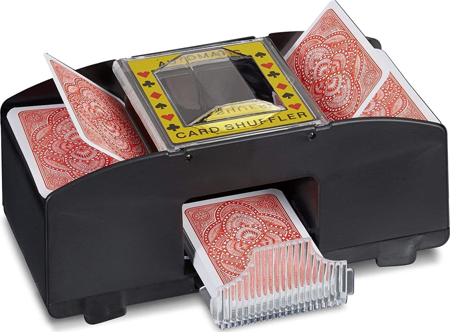 Mescola carte automatico, con 2 livelli, ideale per carte con dimensioni 9 x 6,5 cm