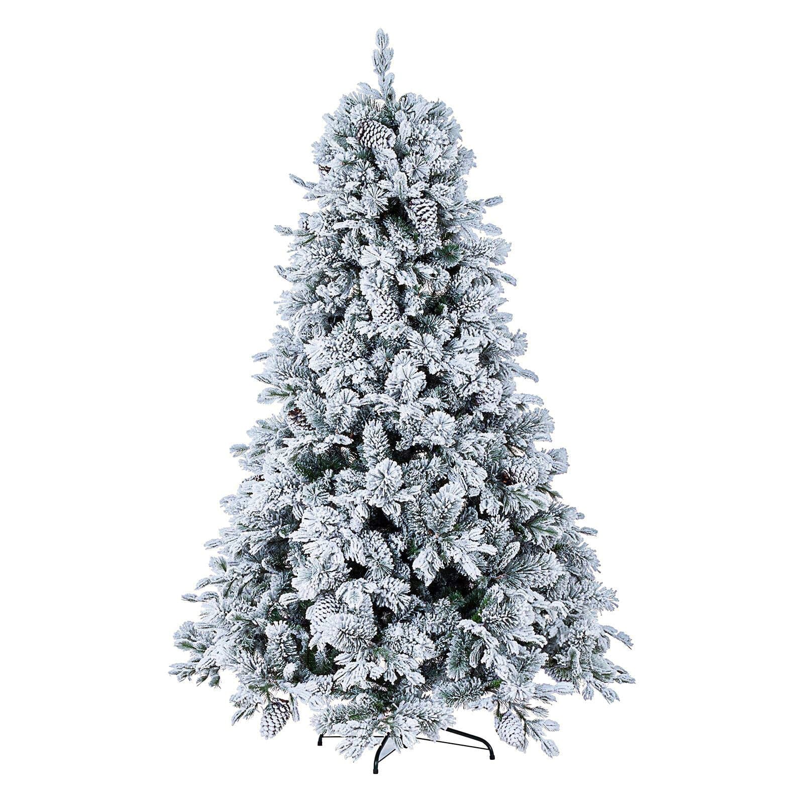 Albero di natale innevato con Pigne "Arves" in PP Effetto Aghi di Pino + PE Effetto Real Touch +Flock - 4