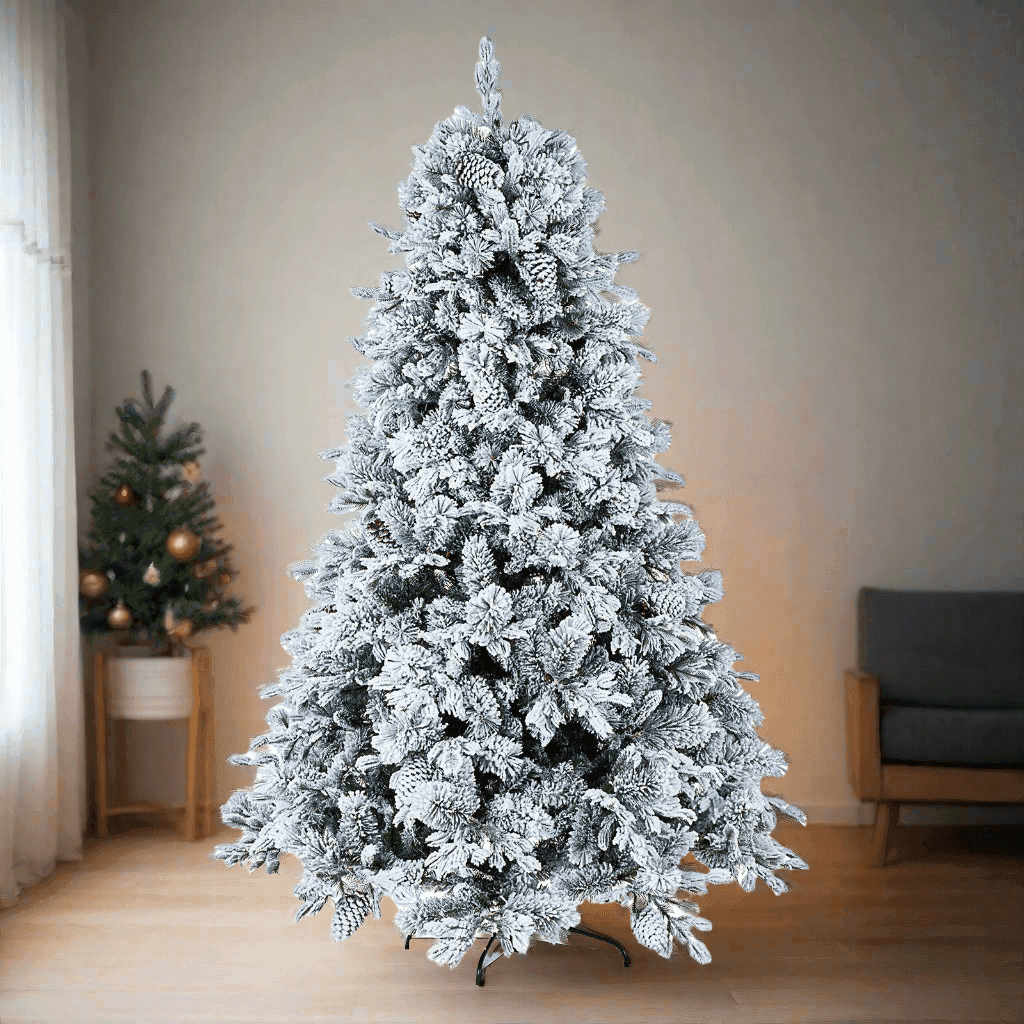 Albero di natale innevato con Pigne "Arves" in PP Effetto Aghi di Pino + PE Effetto Real Touch +Flock - 3