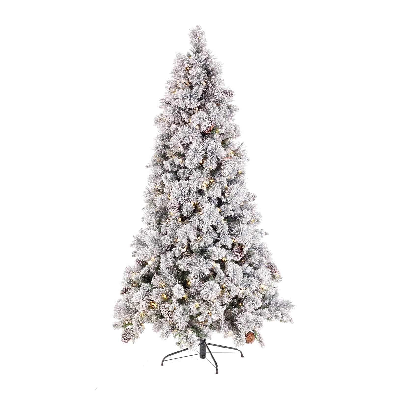 Albero di natale illuminato ed innevato "Garlenda" con glitter e luci led integrati - 3