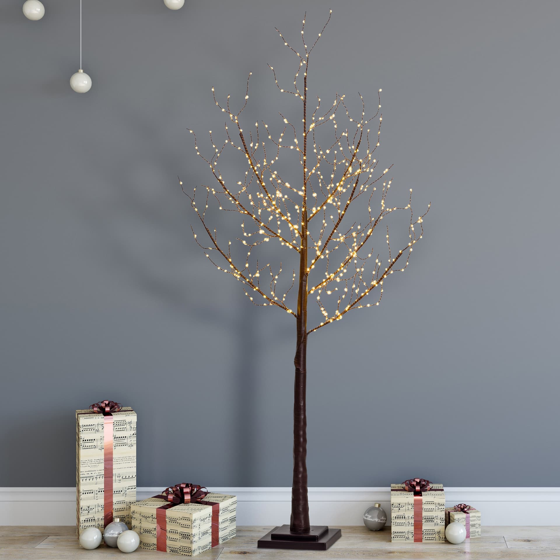 Albero di natale luminoso con 600 microled luce calda decorazione da interno h 180 cm - 5