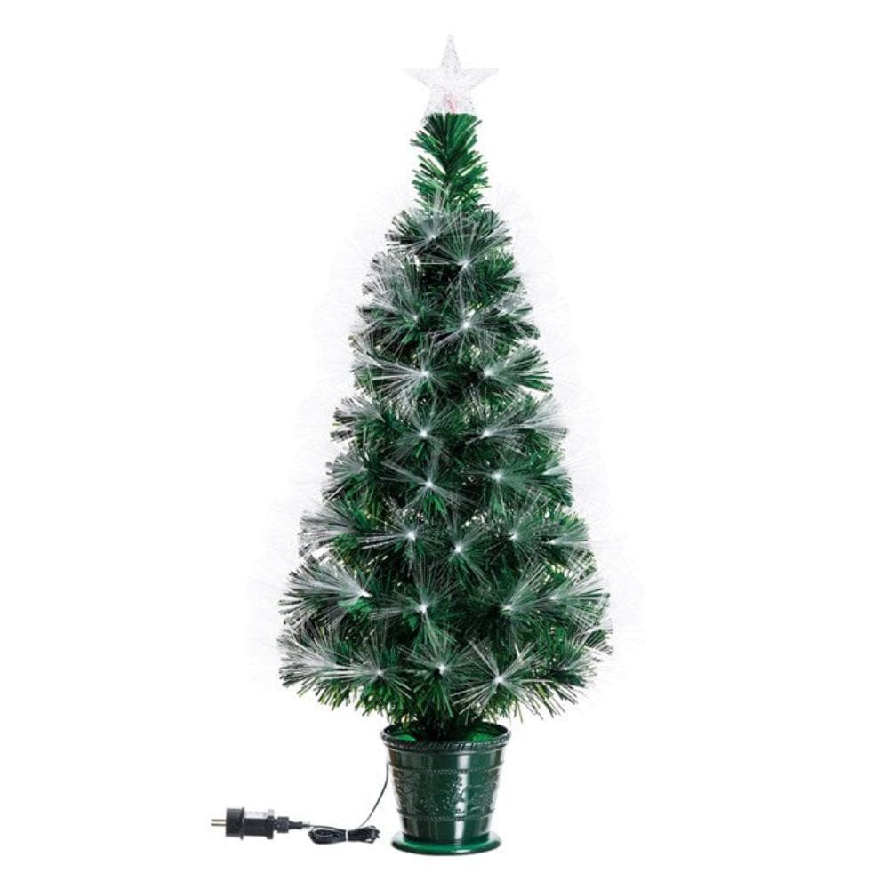 Albero di natale in fibre ottiche bianco caldo e RGB da interno con vaso - 6