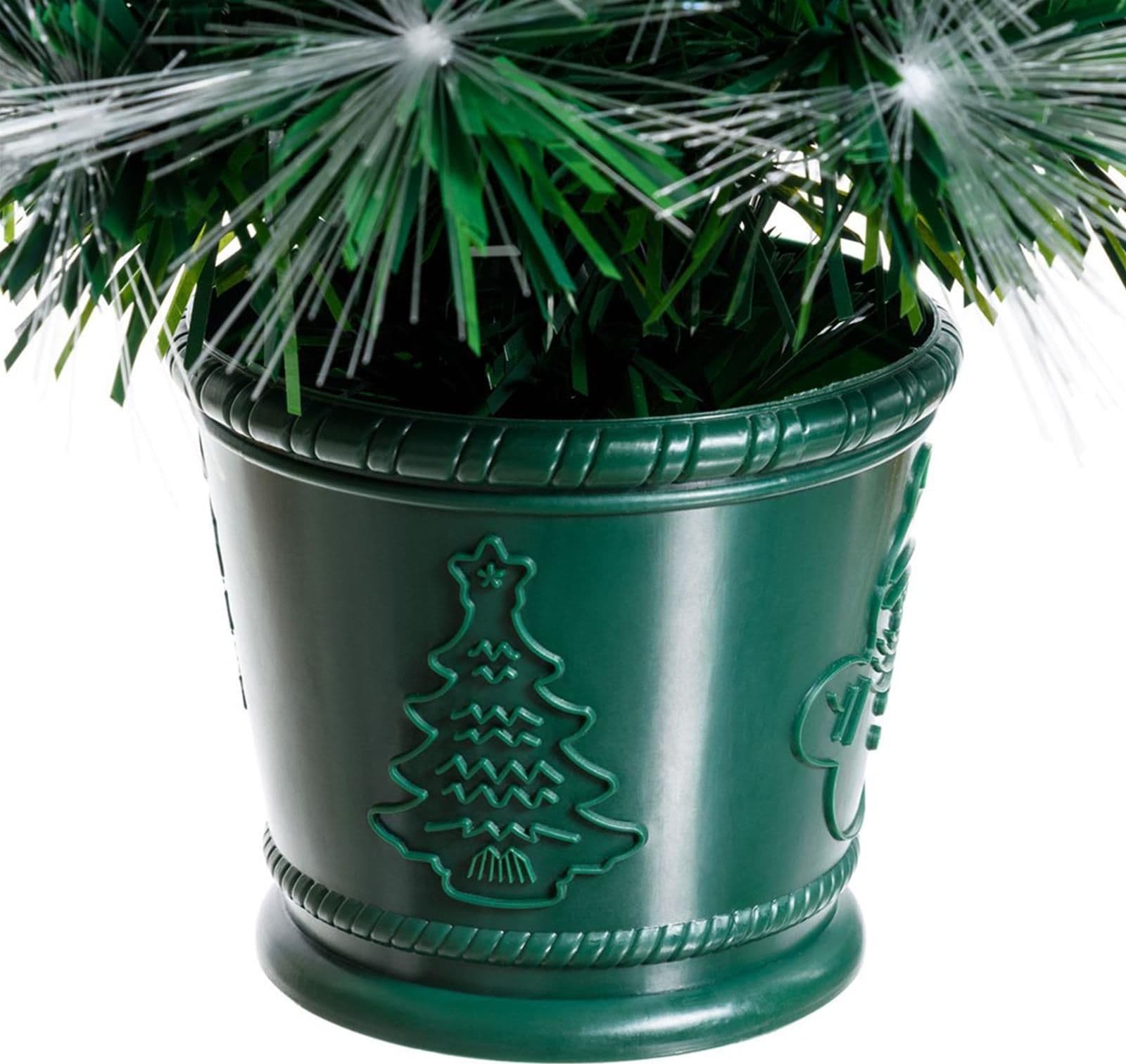 Albero di natale in fibre ottiche bianco caldo e RGB da interno con vaso - 9