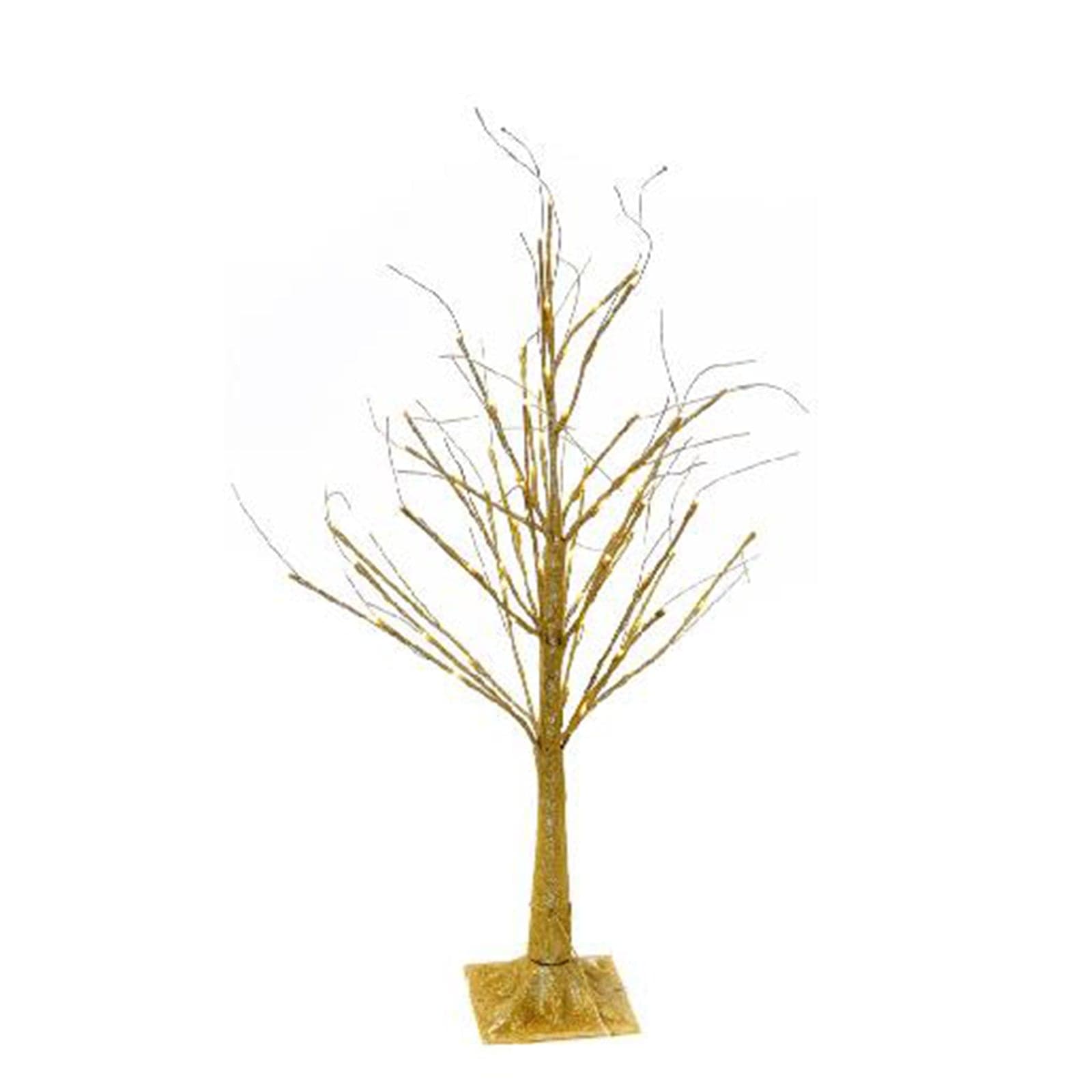 Albero luminoso glitterato oro, ramo con led luce calda decorazione da interno - 2