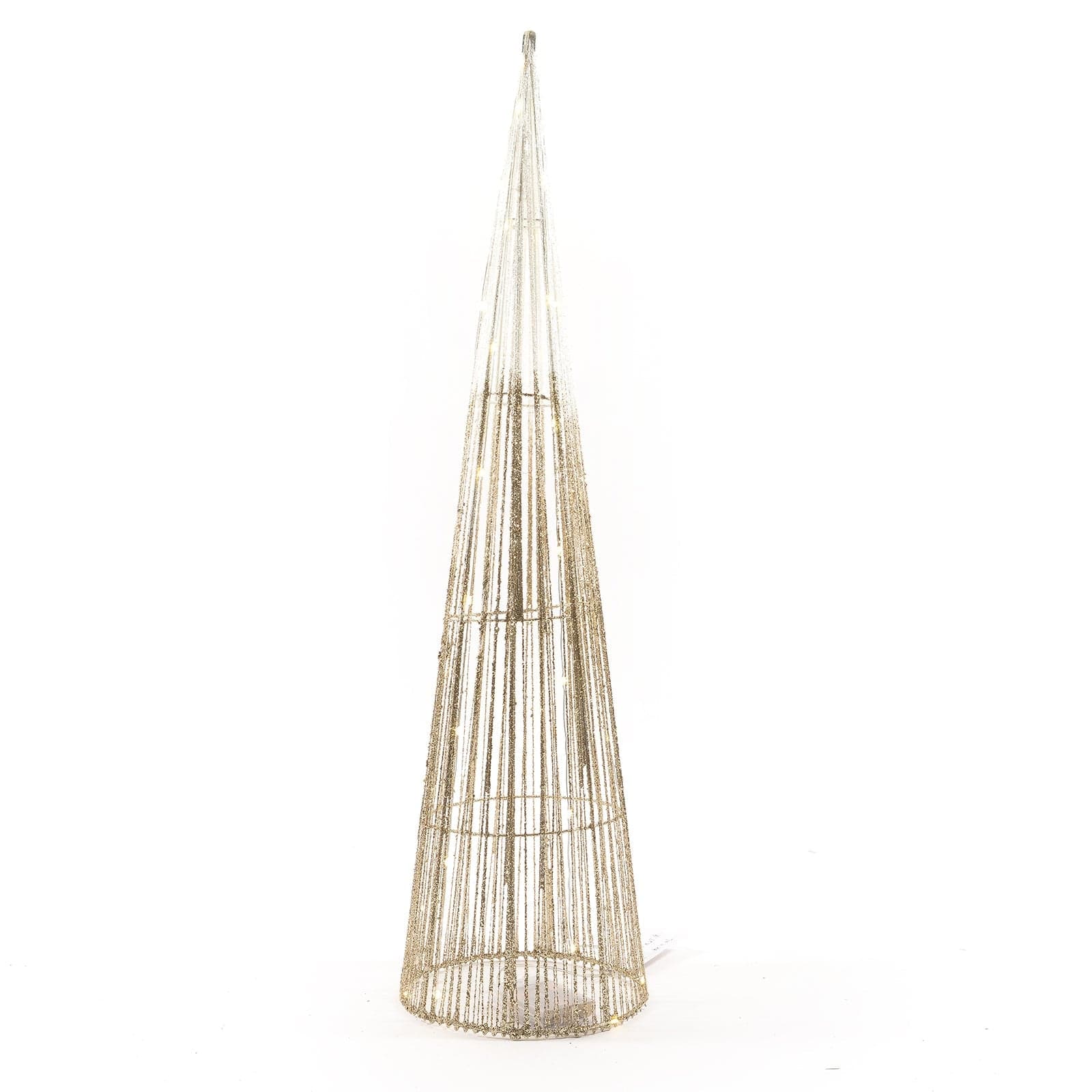 Albero di Natale glitterato a cono con luci decorazione natalizia per esterno e interno - 6