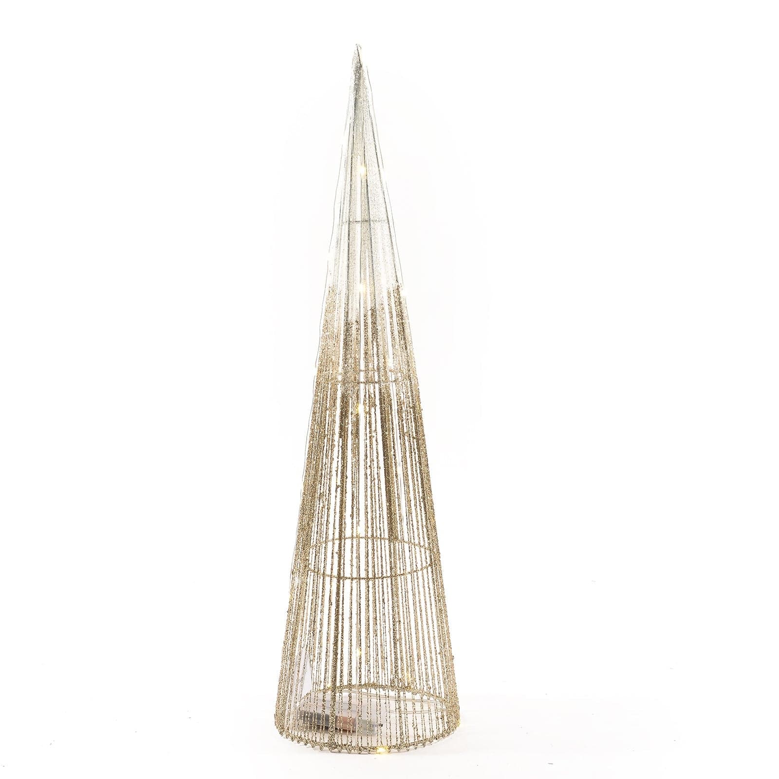 Albero di Natale glitterato a cono con luci decorazione natalizia per esterno e interno - 5