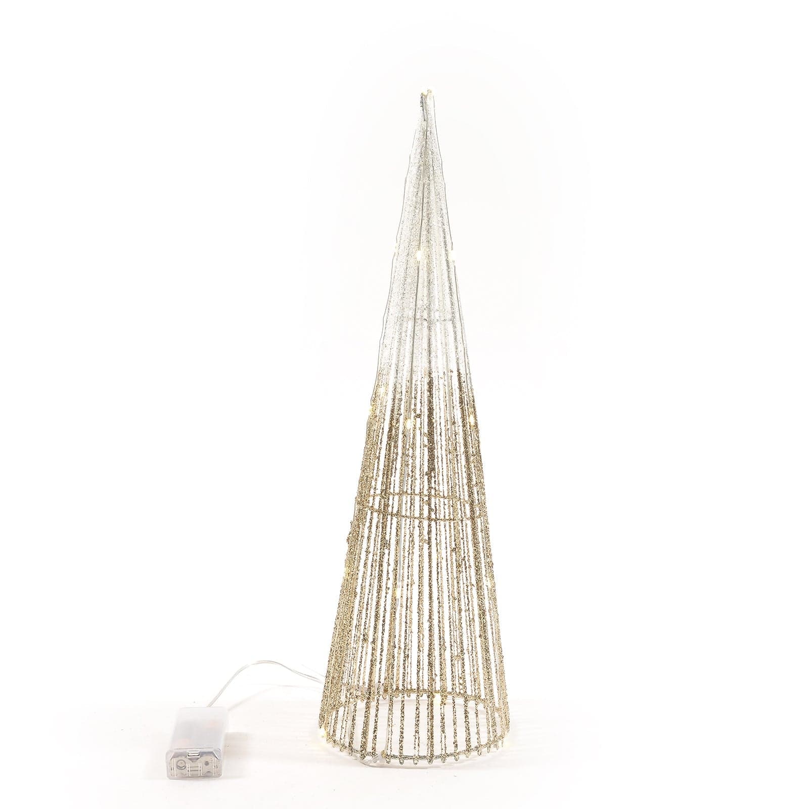 Albero di Natale glitterato a cono con luci decorazione natalizia per esterno e interno - 2